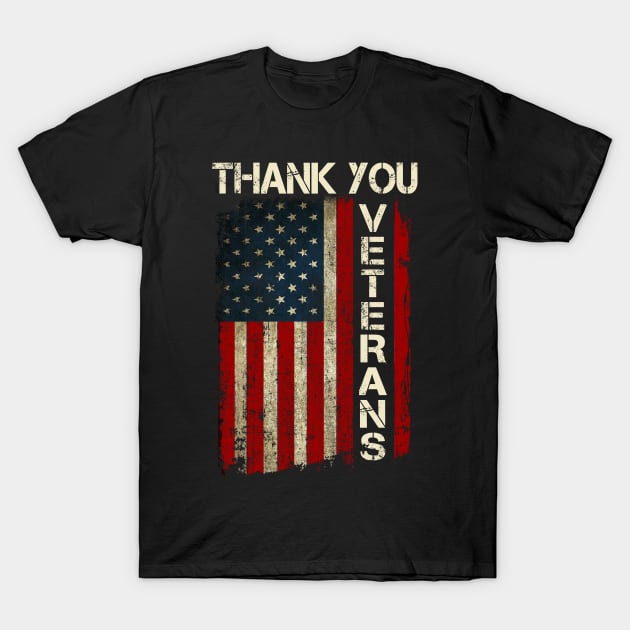 Patriotic American Flag Thank You Veterans For Men Women Kid Girl Boy T-Shirt by Otis Patrick